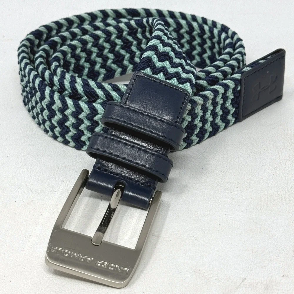 Under Armour Blue Green Stretch Golf Belt Zig Zag 1267067 Preppy Casual Hipster